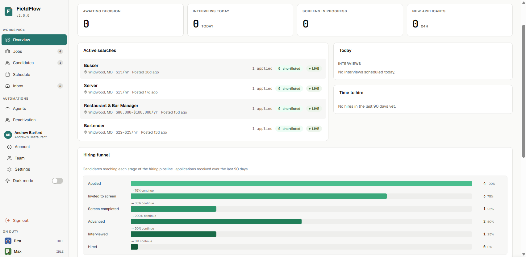 Fieldflow is AI hiring software that lessens the burden of hiring while you make final decisions.